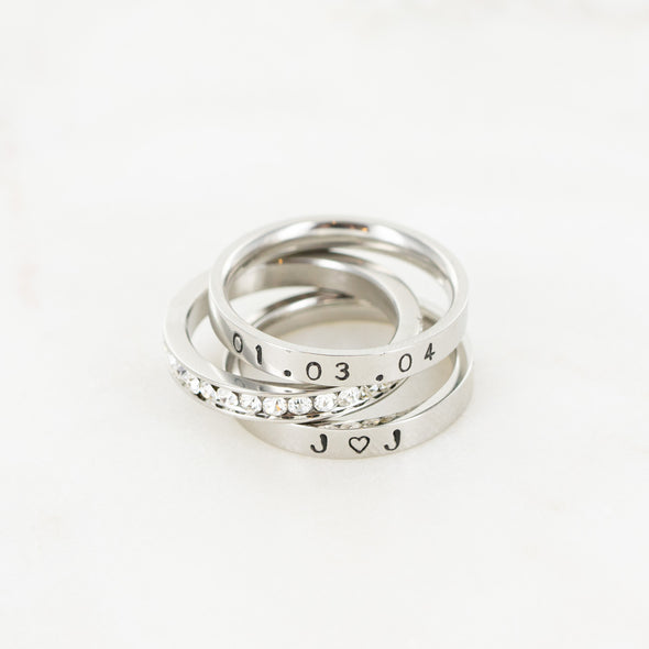 The Courtney Hand Stamped Ring Stack