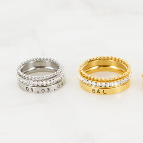 The Rebecca Hand Stamped Ring Stack