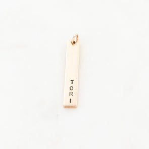 Hand Stamped Vertical Bar Charm