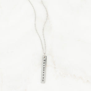 Hand Stamped Vertical Bar Necklace