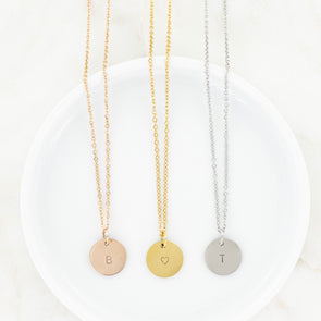 Hand Stamped Small Disc Necklace